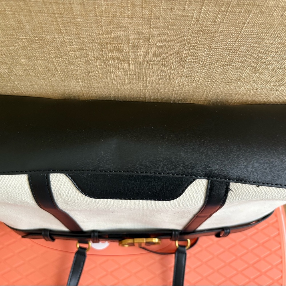 Steve Madden Black and Gold Accent Broy Buckles Tote - Picture 8 of 12